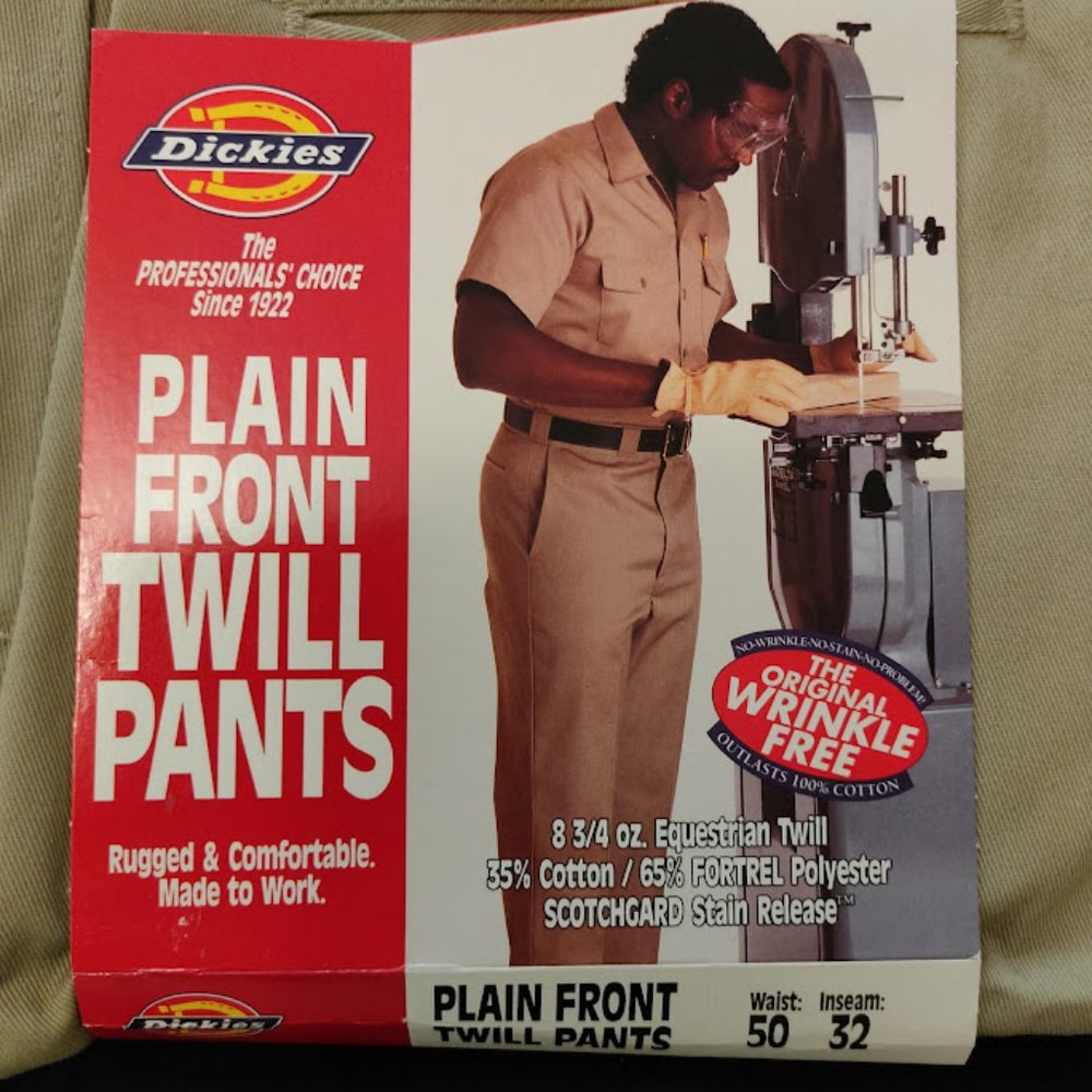 *NEW* 1991 Men's Dickies Twill Work Pants, Heavy Duty, Tan, S874A, 50W X 32L - Picture 5 of 10